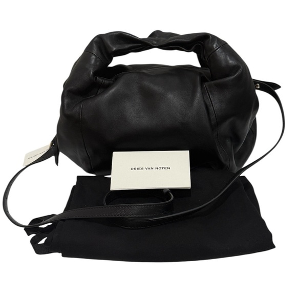 Dries Van Noten Handbags - NWT Dries Van Noten Twister Leather Top Handle Shoulder Bag Black Made in Italy